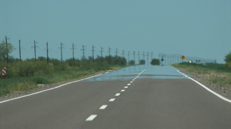 Wet road mirage