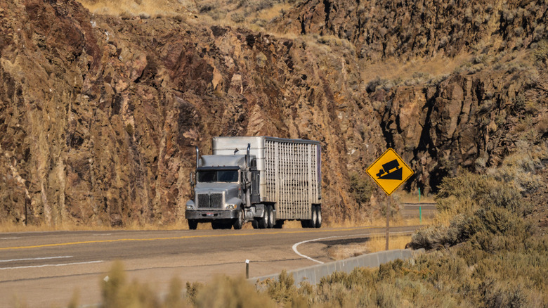 Semi Truck On Steep Road