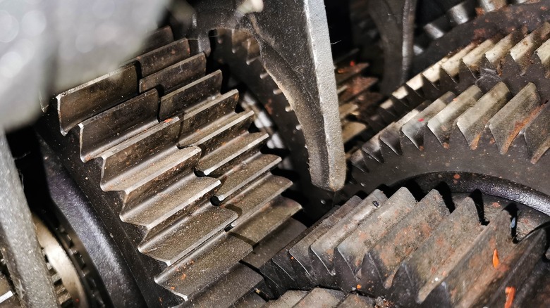 Closeup Of Semi Truck Gears