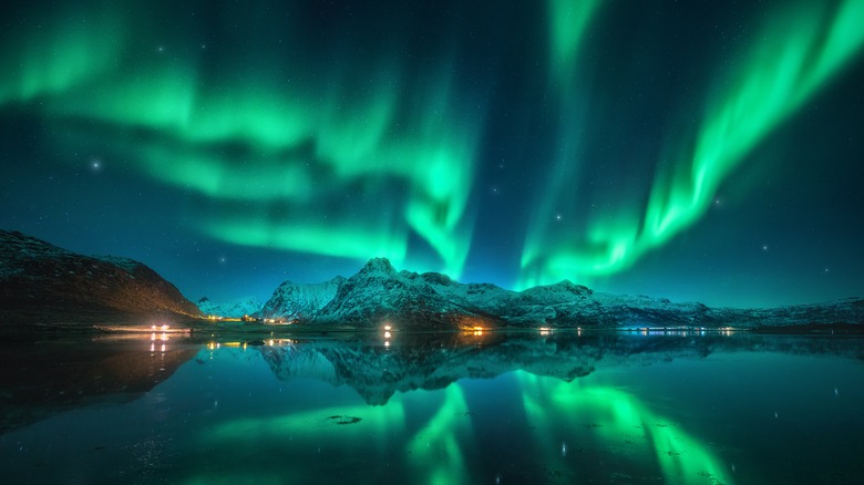 Northern Lights reflected on lake