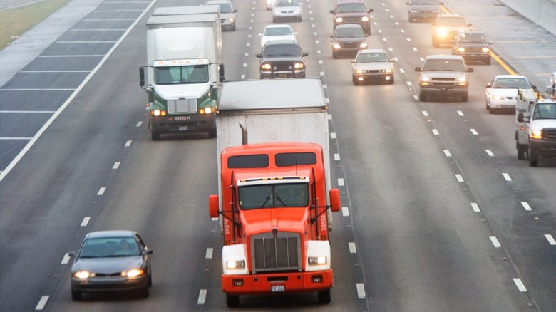 Trucks on highway