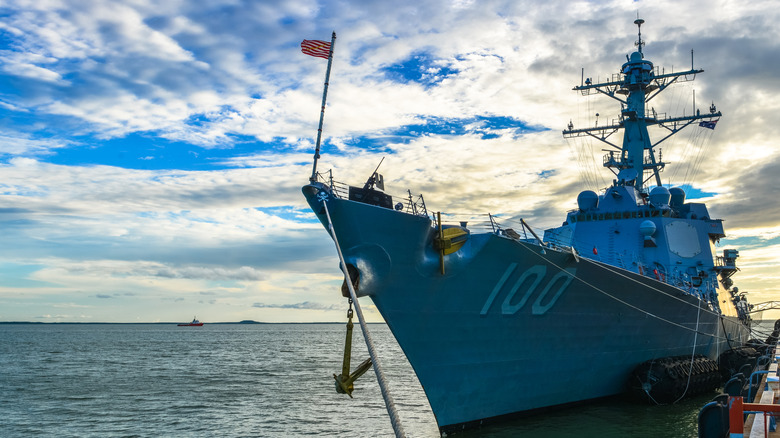 USS Kidd destroyer in port