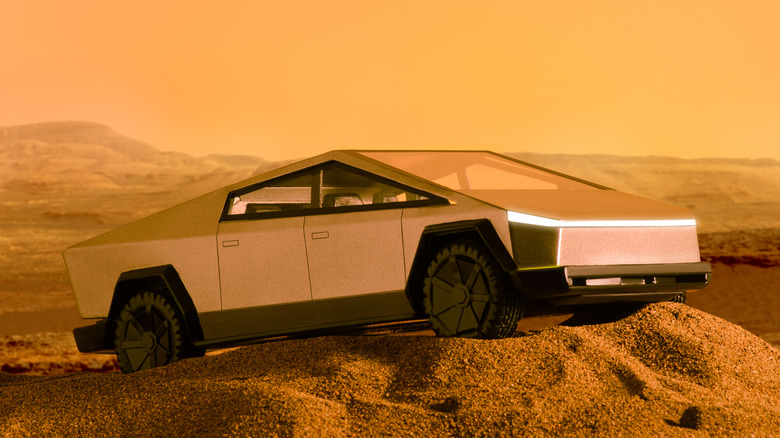 cybertruck in desert render