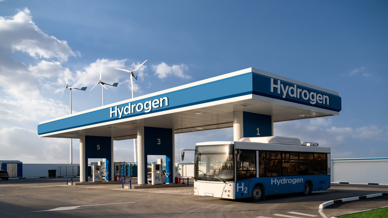 bus at a concept hydrogen refueling station