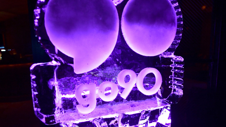 go90 ice sculpture at afterparty