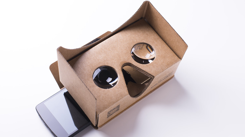 A Google Cardboard headset