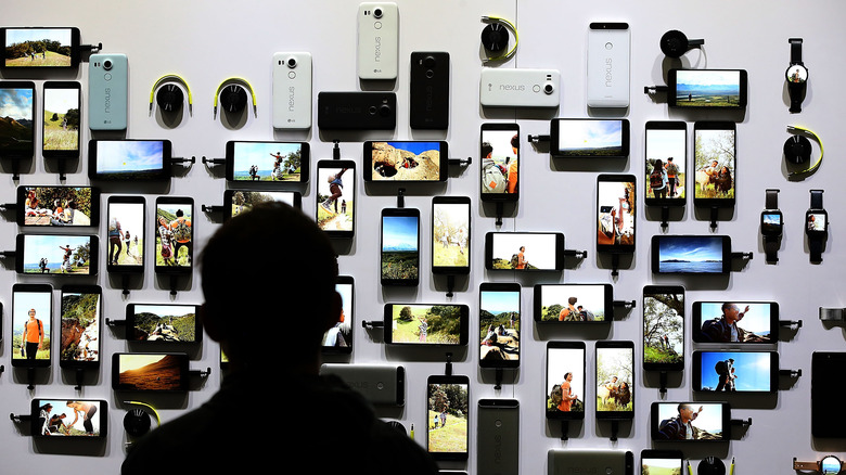 a display of new Google devices during a Google media event