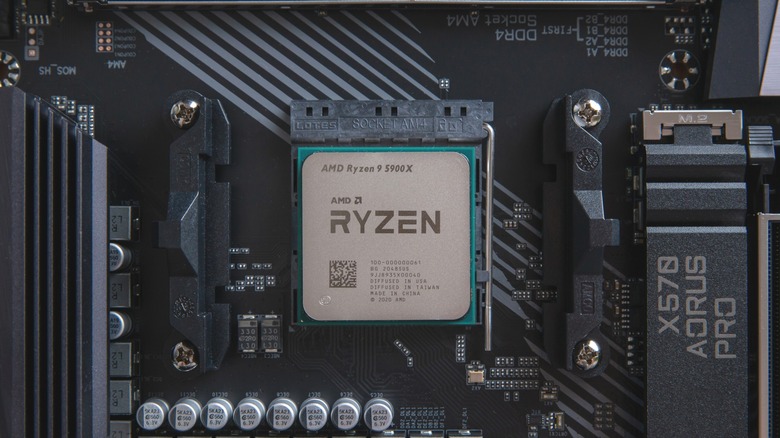 AMD Ryzen 9 5900X CPU installed in motherboard