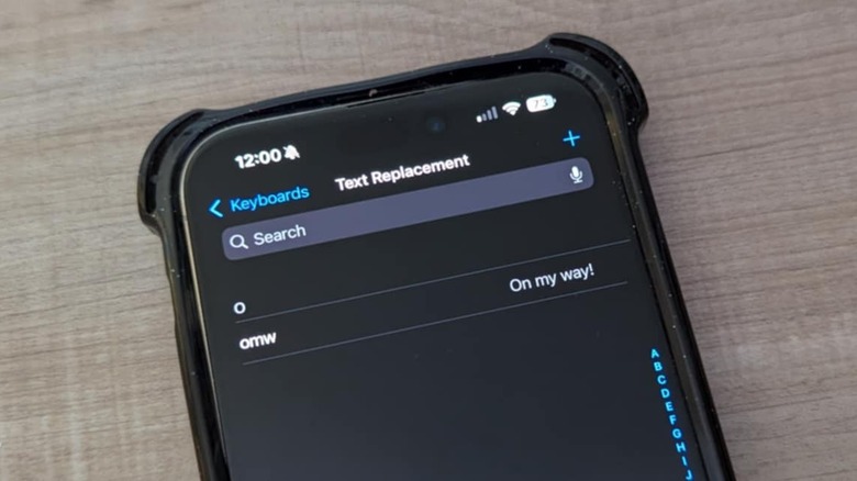 The iPhone text replacement feature has omw by default