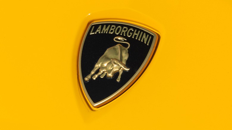 Lamborghini logo on yellow car