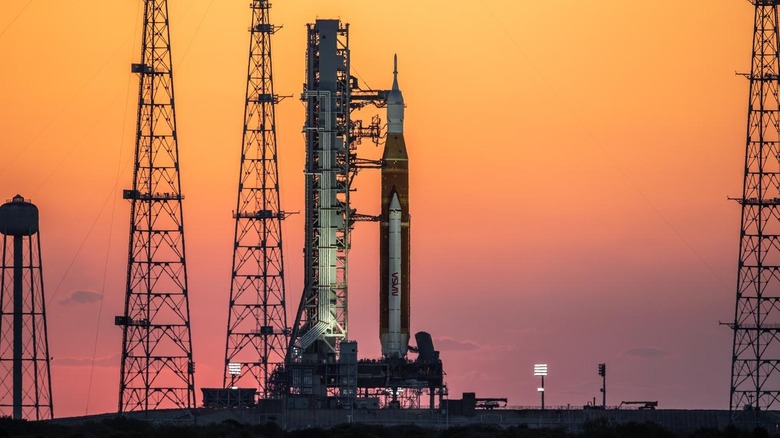 SLS on pad at night