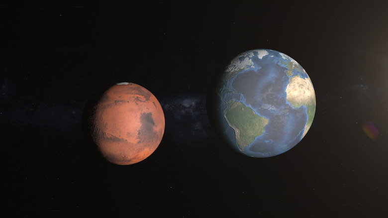 Mars and Earth