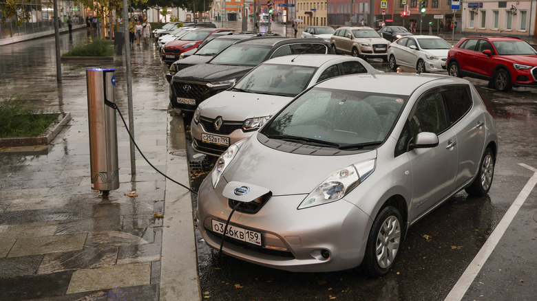 Nissan Leaf charging in Moscow, Russia