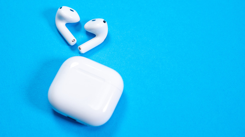 Airpods on a blue background