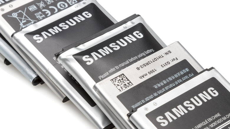 A photo of damaged Samsung batteries