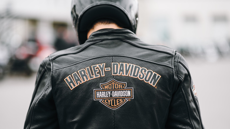 Harley Davidson logo on motorcycle jacket 