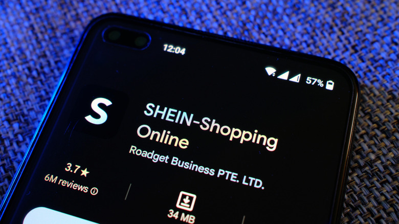 SHEIN app store page on smartphone