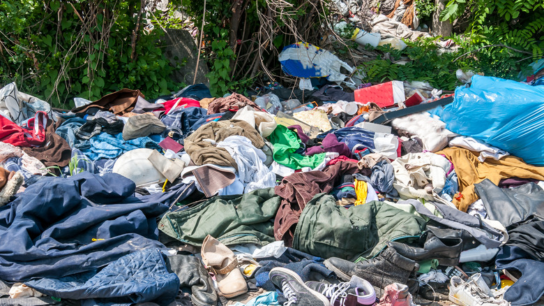 Clothing in a landfill