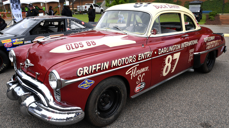 A replica of the 1949 Oldsmobile Rocket 88 driven by Buck Baker