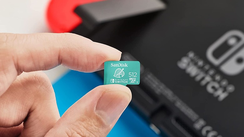 microSD card near Nintendo Switch