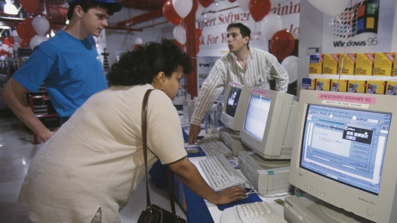 woman trying Windows 95