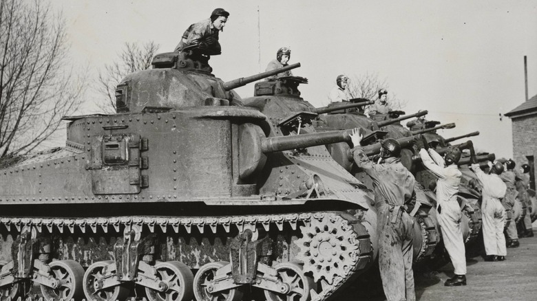 Soldiers in M3 Medium Tanks