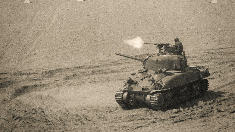 Sherman M4 tank in combat