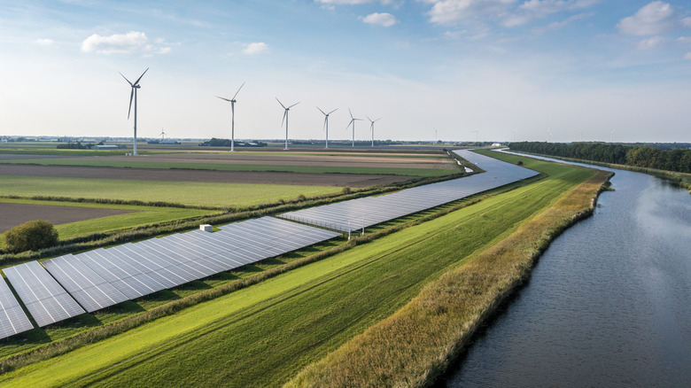 wind turbines solar panels