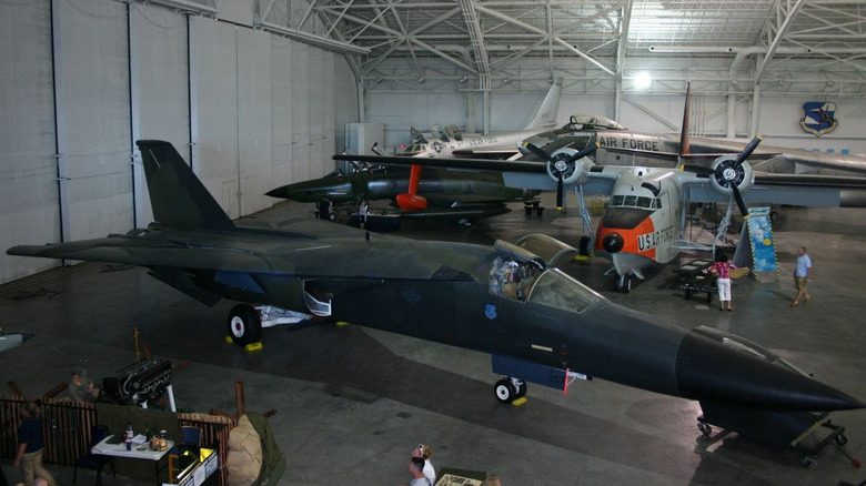 FB-111 Aardvark jet bomber in a hangar 