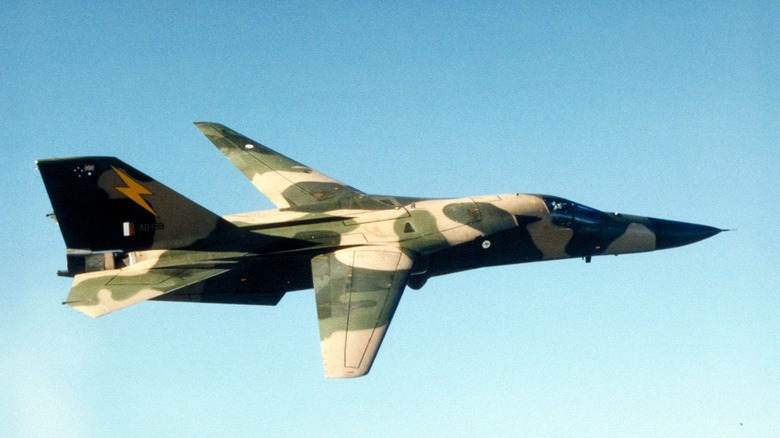 F-111 Aardvark jet flying in the sky