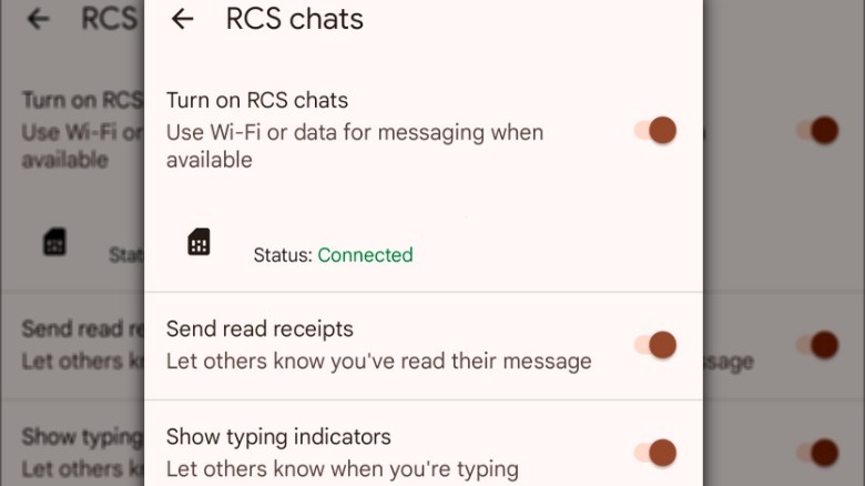 Android RCS chats settings