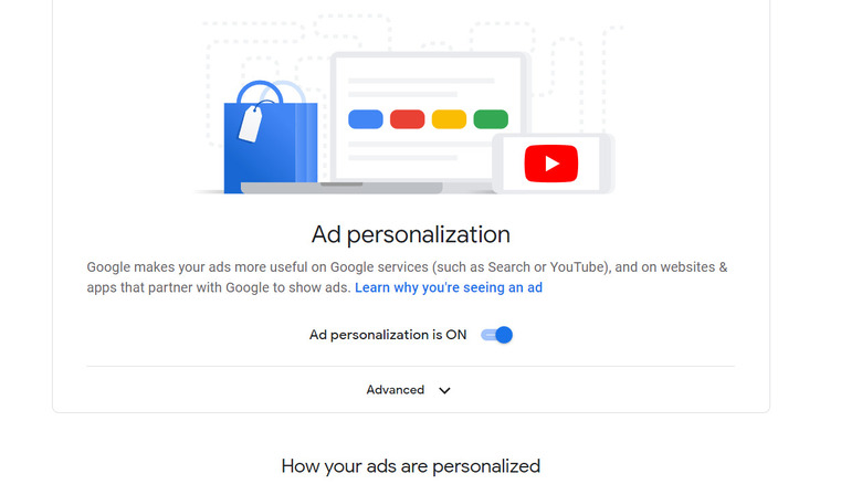 Screenshot google ad personalization