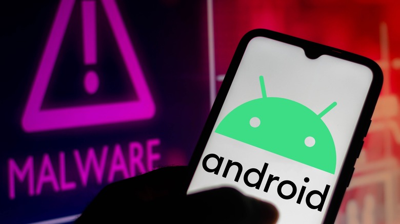 Android mascot on a smartphone