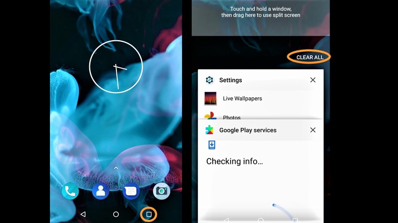 Android Recents Overview clean memory demonstration