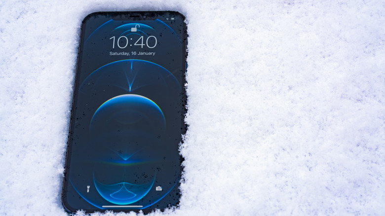 iPhone in snow