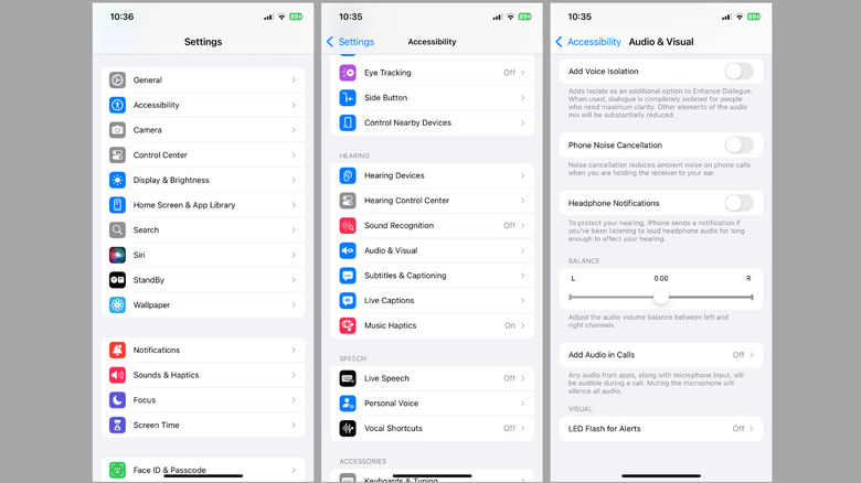 Turn off phone noise cancellation option on iPhone accessibility settings