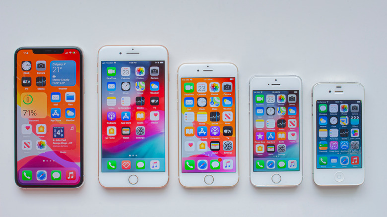 Five iPhone models from X to 5s
