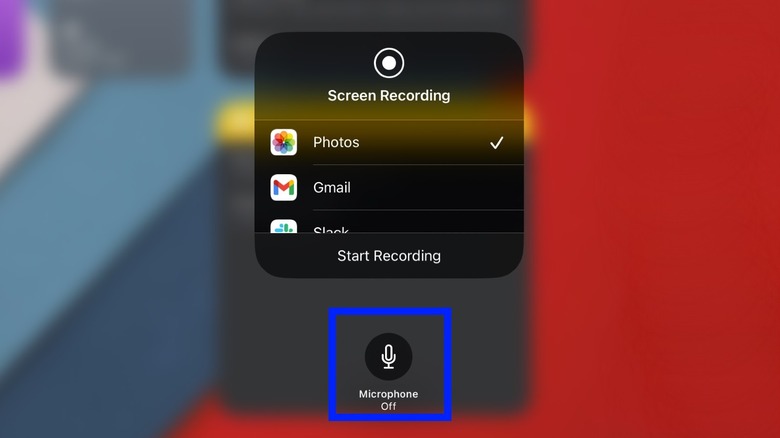 iPhone screen record microphone button