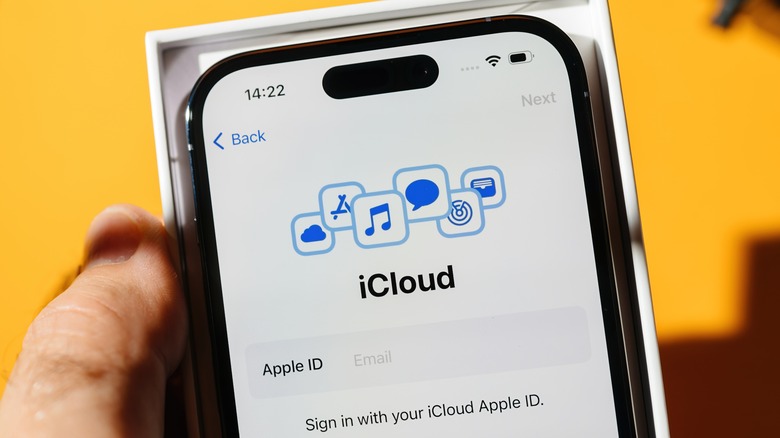 iCloud start page on iPhone