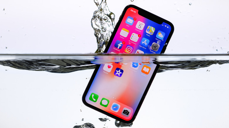 An iPhone dipped in water.