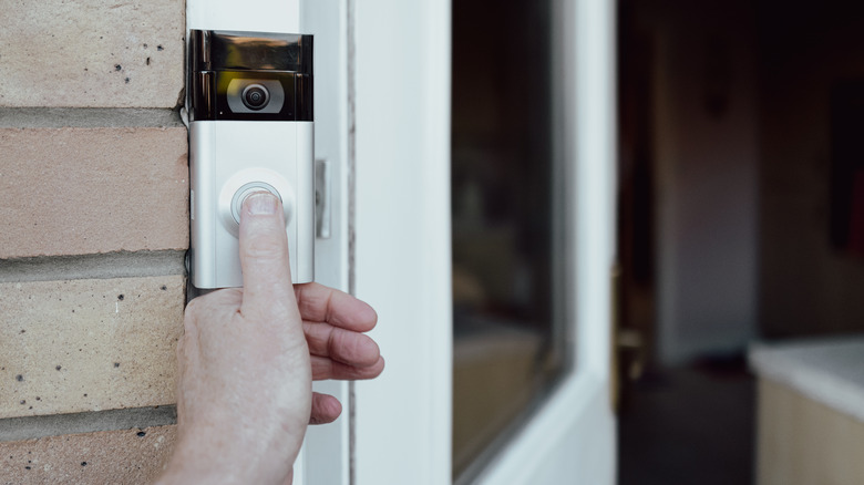 Pressing Ring doorbell