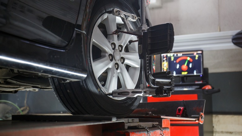 Wheel alignment in progress