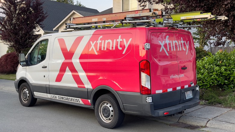 Parked Xfinity van