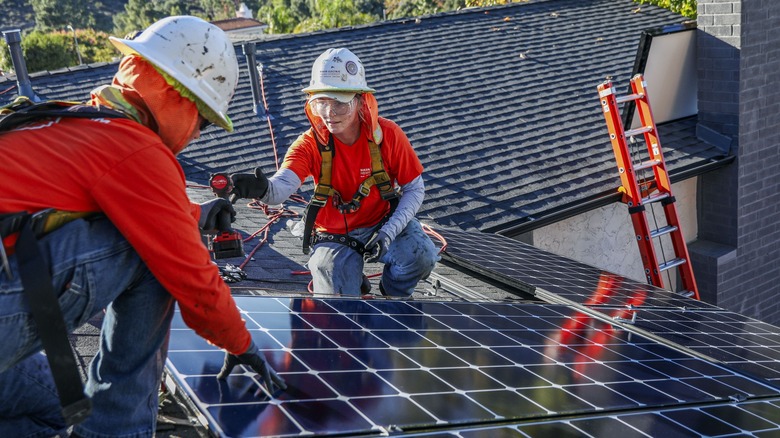 Solar panel installation on home