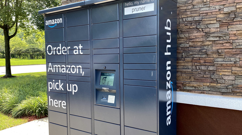 Amazon lockers outside a building