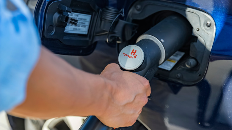 refueling car at hydrogen station