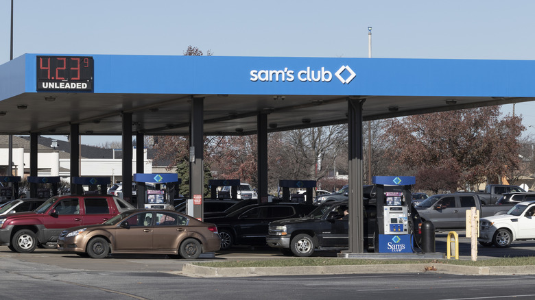 Sam's Club gas pumps in the daytime.