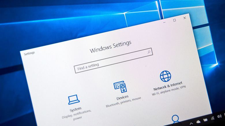 Windows 10 settings window