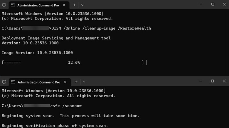 Running DISM and SFC commands