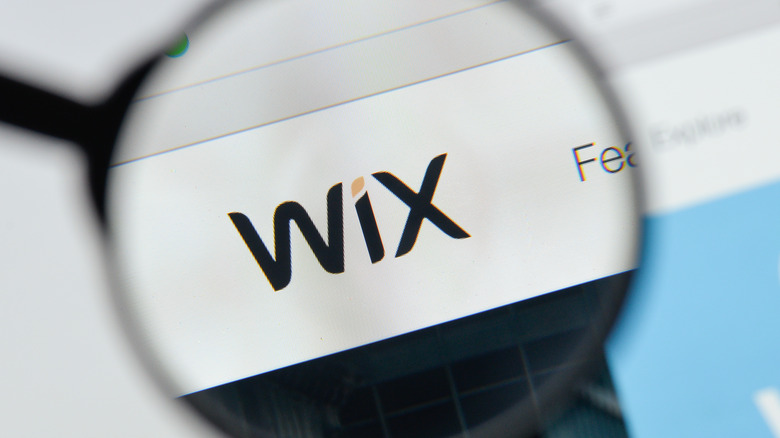 Wix logo on screen under a magnifying glass